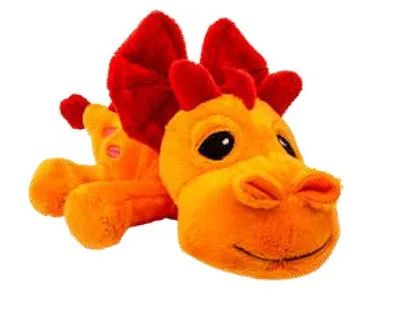 A plush toy dragon on a white background.