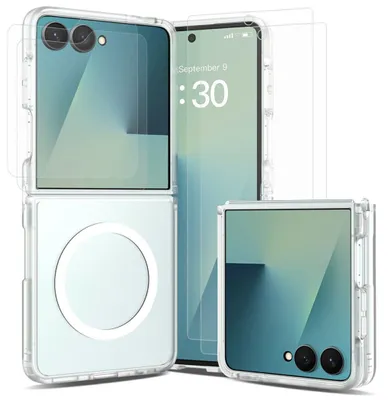 Produktbild von MagSafe Hülle + 2x Schutzglas + 2x Folie Transparent für Samsung Galaxy Z Flip8 5G