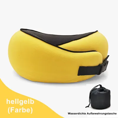 Produktbild von Nackenkissen Set, Reise-Nackenkissen, Kinnstützkissen, verstellbares Surround-Kissen zum Schlafen, Leuchtend gelbe Kartenschnalle