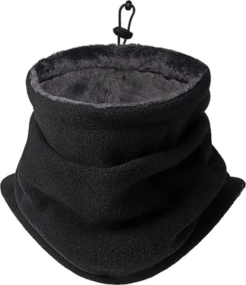 Produktbild von Schlauchschal, Multifunktionstuch Winter, Loop Schal Herren Schal Herren Damen Winter Halstuch Halswärmer Gesichtsschal Warm Fahrrad Uni(Schwarz）