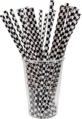 Produktbild von 200x Papiertrinkhalme Trinkhalme aus Papier schwarz/weiß Ø6mm 21cm