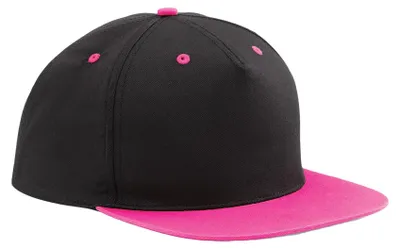 Productafbeelding van Beechfield - Snapback pet met 5 segmenten, uni, voor heren/dames, model FK1440 (one size) (zwart/fuchsia)