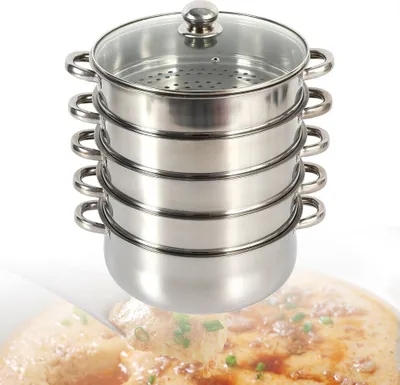 Obrázek produktu pro Nerezový parní hrnec 30 cm Kuchyňský nerezový parní hrnec Skleněný