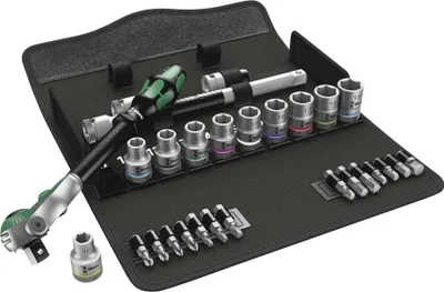 Produktbild von Wera 8100 SC 6, Steckschlüssel-Set, Schwarz, Chrom, Grün, CE, Ratschengriff, 1 Stück(e), 10,11,12,13,14,15,16,17,18,19 mm