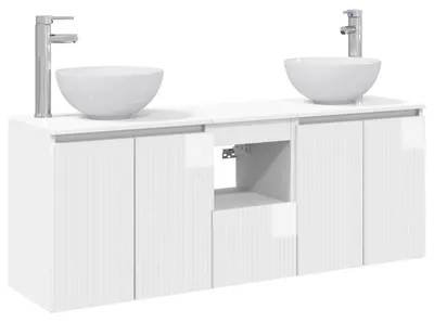 Immagine prodotto di vidaXL Set di mobili da bagno, 3 pezzi, bianco lucido, 49,5 x 41 x 64,5 cm