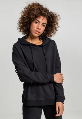 Image de Sweat à capuche pour femme Urban Classics Ladies Laced-Up Hoody noir - S
