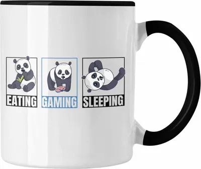 Produktbild von Trendation - Lustige Panda Tasse Geschenk Gamer Gaming Zocker Geschenkidee für Jungs (Schwarz)