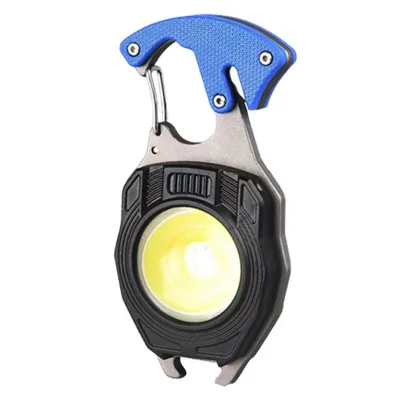 Imagen del producto de Llavero multifuncional mini, con luz de trabajo COB de alta luminosidad, color azul