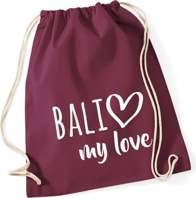 Produktbild von Huuraa Turnbeutel Bali my love 12 Liter Burgundy Baumwolle Rucksack Geschenkidee
