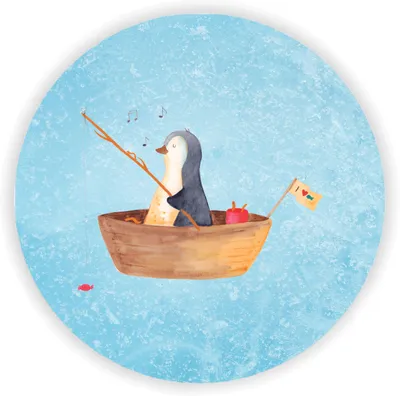 Produktbild von Mr. & Mrs. Panda Kühlschrankmagnet Pinguin Angelboot - Eisblau - Geschenk, Notizhalter, magnet für fotos, Optimistisch, Boot, Trennung, Angeln, magnettafel, kühlschrank