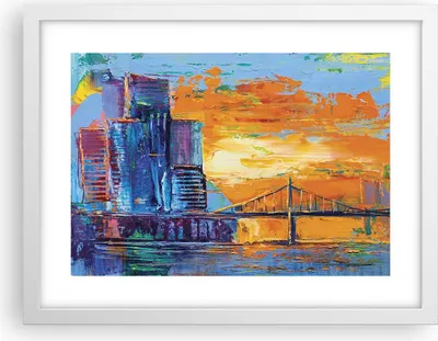 Produktbild von Gerahmtes Poster - Weißer Rahmen - Stadt Brücke pastos - 40x30 cm - Wand Bild - Wanddeko - Wandbilder - Kunstposter - Wandposter - Bilderrahmen - Bilder - Kunstdruck - Wanddekoration - P2WAA40x30-4392