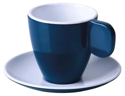 Produktbild von Camp4 Melamin Espresso-Tassen 2er-Set - Dunkelblau / Weiß