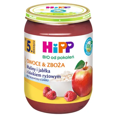 Produktbild von HippObst & Müsli Himbeeren & Äpfel mit Rice Krispies nach 5 Monaten 190 G