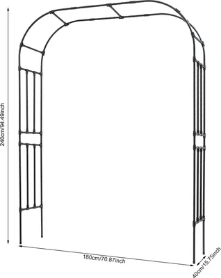 Zdjęcie produktu dla Metalowy łuk ogrodowy, wytrzymały ze stali powlekanej PE, wysokość 240 cm, uniwersalny do roślin pnących, szerokość 180 cm, wysokość 240 cm