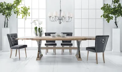 Immagine prodotto di Sala da pranzo Tavoli di legno Set da pranzo Gruppo di sedie Nuovo tavolo 6 sedie di design