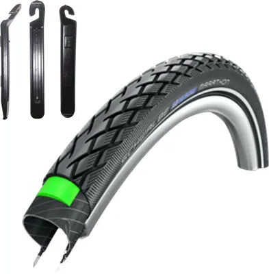 Image de 1 x pneu vélo Schwalbe Marathon Green Guard avec Reflex 37-590 - (26 x 1 3/8) y compris 3 démonte-pneus