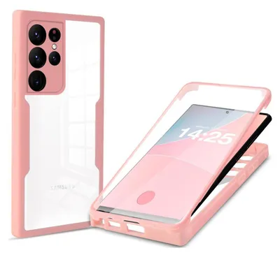 Produktbild von 360 Grad Rundum Schutz Handyhülle für Samsung Galaxy S23 Ultra Full Cover Vollschutz Case Farbe: Rose