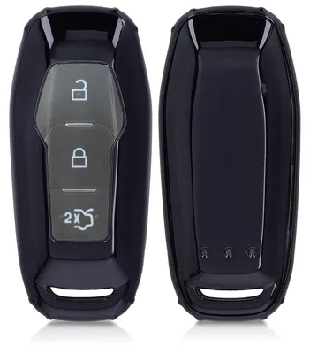 Produktbild von kwmobile Autoschlüssel Hülle kompatibel mit Ford 3-Tasten MyKey Autoschlüssel (Key Free) - TPU Schutzhülle Schlüsselhülle Cover in Hochglanz Schwarz