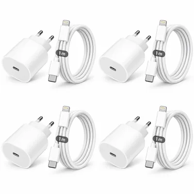 Produktbild von 4x iPhone Lightning Ladegerät 20W Schnellladegerät mit Lightning Kabel – Lightning Ladeset für iPhone 14 13 12 11 X XR XS SE Pro Max Mini