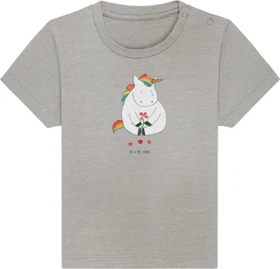 Produktbild von Mr. & Mrs. Panda  T-Shirt Einhorn Traurig 24. - 36. Monat - Heather Grey - Geschenk, Einhörner, Baby, Blume, Babyshirt, Kinder Shirt, Organic, Freunde, Unicorn, Liebe