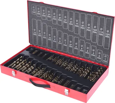 Produktbild von KS Tools 330.3650, Bohrer, Bohrerbit-Set, Drehung der rechten Hand, Metall, Kunststoff, Holz, 130°, Bodenschnellarbeitsstahl (HSS-G)