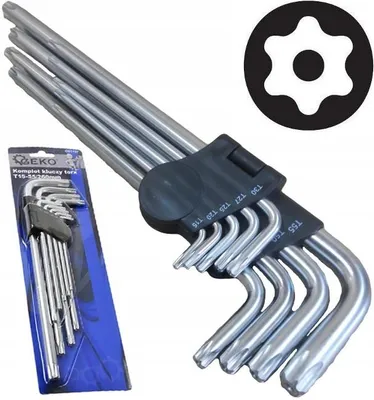 Obrázek produktu pro Sada klíčů Torx T15-T55, 9 kusů, ocel CrV, s otvorem