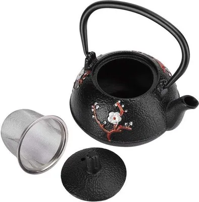 Produktbild von Keramik-Teekanne mit Filter - Edelstahl - Doppelwandig - Elegante Form - Theeceremonie Accessoire