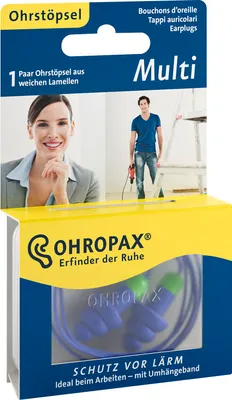Zdjęcie produktu dla OHROPAX Multi, Zatyczka do uszu wielokrotnego użytku, Niebieski, Plastik, Pudełko, 1 szt.