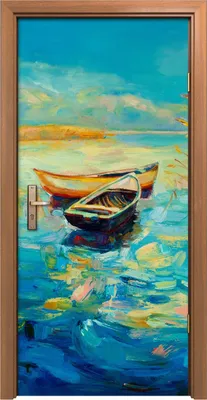 Produktbild von Türposter 90x200 cm Türaufkleber Türtapete Türfolie Klebefolie See boote blau Himmel Landschaft