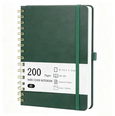 Productafbeelding van A5 Spiralnotitieboek met Hardcover, 200 pagina's, Donkergroen