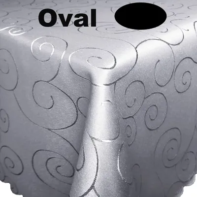Produktbild von Ornamente Tischdecke OVAL 130x220 HELLGRAU bügelfrei pflegeleicht strapazierfähig