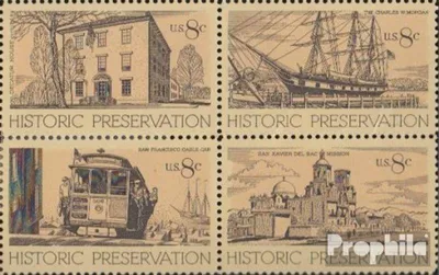 Produktbild von Briefmarken USA 1971 Mi 1052-1055 Viererblock (kompl.Ausg.) postfrisch Historische Bauten