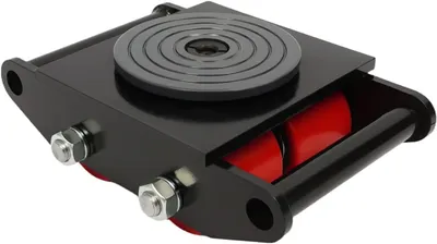 Produktbild von Lenkfahrwerk mit Panzerrollen für Maschinen, 6T, mit 360°-Drehung, rutschfester Sohle und 4 PolyurethanRollen, Transportfahrwerk für Industrieanwendungen