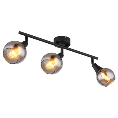 Produktbild von Deckenleuchte, Metall, Glas rauchfarben, 3 flammig, L 45 cm