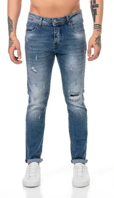Produktbild von Red Bridge Herren Jeans Hose Denim Pants Faded Destroyed Blau W33L34
