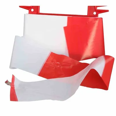 Image de REWWER-TEC 436-033 Ruban de délimitation 80mm 50m sur dévidoir, rouge/blanc (50 m)