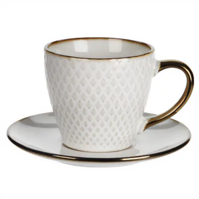 Produktbild von Tasse für Kaffee oder Tee mit Untertasse, Steingut, 210 ml