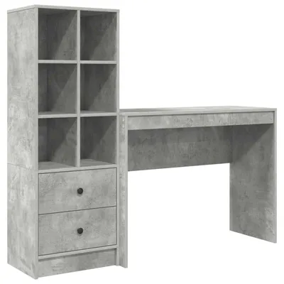 Immagine prodotto di vidaXL Scrivania con cassetti e scaffale, 2 pezzi, grigio cemento