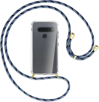 Produktbild von Handykette Backcover-Schutzhülle mit Band (Metall goldfarben) für LG G8S ThinQ - Blautöne