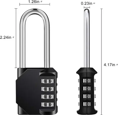 Produktbild von 4-stelliges Zahlenschloss, 2,5 Zoll langer Bügel und wasserdichtes, zurücksetzbares Vorhängeschloss für den Außenbereich, für Fitnessstudio-Spind, Haspenschrank, Tor, Zaun, Werkzeugkasten (schwarz, 2er-Pack)