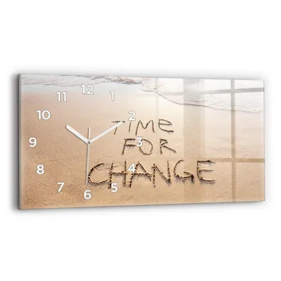 Produktbild von Wallfluent Wanduhr – Stilles Quarzuhrwerk - Uhr Dekoration Wohnzimmer Schlafzimmer Küche - Zifferblatt - weiße Zeiger - 60x30 cm - Zitat am Strand
