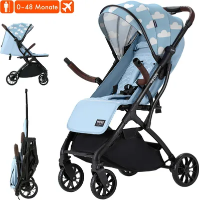 Image de Poussette de voyage Daliya® YOOPI, pliable, avec poignée télescopique, poussette d'avion, châssis en aluminium, dossier réglable en continu, poussette de ville, sac de rangement