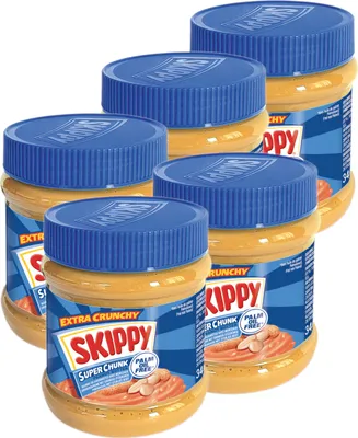 Produktbild von SKIPPY 5x Erdnussbutter "Super-Chunk" Peanut Butter Crunchy Ohne Palmöl 5x 340g