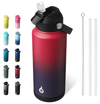 Obrázok produktu pre BJPKPK, fľaša na pitie so slamkou, 950 ml, vákuovo izolované fľaše na vodu