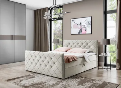 Produktbild von Boxspringbett LENKA – 120x200, Beige + GRATIS Topper