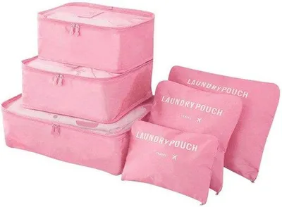 Produktbild von Famanu Koffer-Organizer 6-teilig - Rosa, mit 3 Packwürfeln und 3 Aufbewahrungstaschen