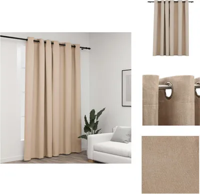 Produktbild von vidaXL Verdunkelungsvorhang mit Ösen Leinenoptik Beige 290x245 cm -  Vorhänge & Gardinen