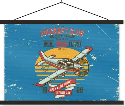 Produktbild von MuchoWow® Textilposter Mancave - Flugzeug - Vintage 150x100 cm mit schwarzem Rahmen - Schlafzimmer