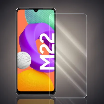 A transparent screen protector is shown next to a smartphone displaying a colorful abstract wallpaper.