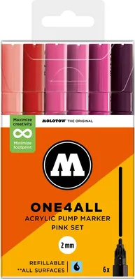 Obrázek produktu pro Akrylové fixy MOLOTOW One4All 127HS 2mm, 6ks Pink Set